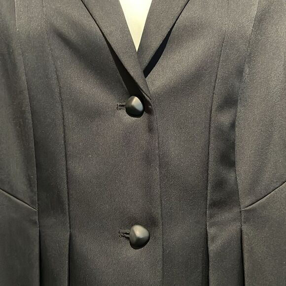 Calvin Klein Black‎ Lined Front Box Pleats Button Closure Blazer Size 8 - Picture 3 of 12